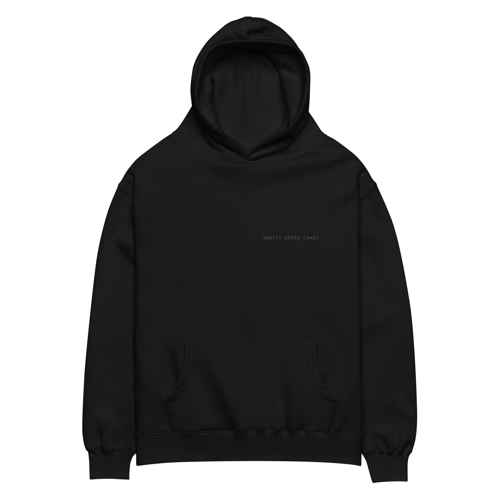 words on the back of a hoodie – Vanity Greed Chaos